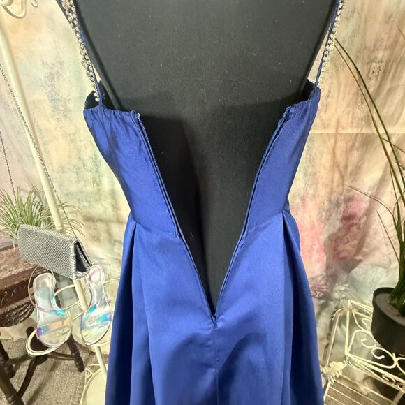 📌Speechless Navy Blue Embellished Rhinestone Straps Bridesmaid - Prom Dress - Picture 10 of 16